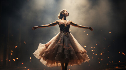 Elegant Ballerina in a Stunning Pose on Stage 