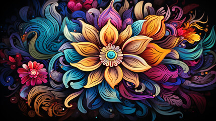 Intricate Mandala Design Bursting with Vibrant Colors 