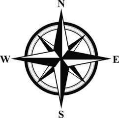 Compass Icon Png. Basic Compass Rose. Black compass rose isolated on white Background.  Modern compass logo design.  © Accountanz