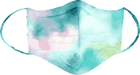医療用マスク、グラデーションカラーの水彩イラスト © momomi12