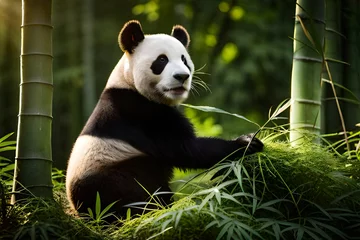 Poster  panda in  bamboo forest © Shahryar