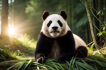 Obraz premium panda in bamboo forest