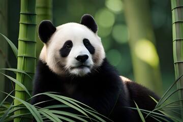 Fototapeta premium panda in bamboo forest
