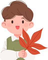 단풍잎을 든 아이