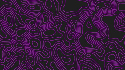 Purple Abstract Animated Outline Topographic Contour Map With Black Background - Powered by Adobe