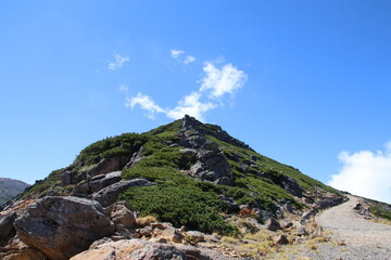 Fototapeta na wymiar 乗鞍岳の風景。乗鞍岳は飛騨山脈南部にある剣ヶ峰を主峰とする山々の総称。
