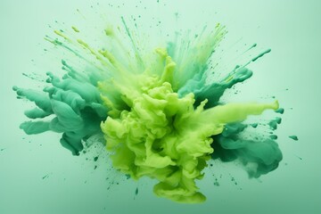 Bright green abstract paint explosion. AI generated