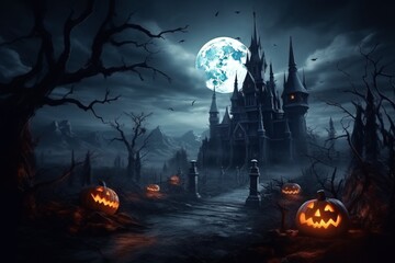 Halloween gothic dark castel background. AI generated