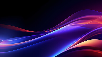 abstract background wallpaper design with waves and black background, purple and blue color combining together. Generative Ai