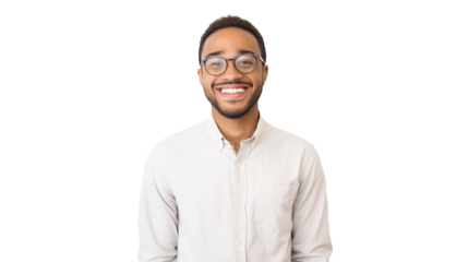 Smiling African American man, ethnic groups, white background, transparent background  Generative AI