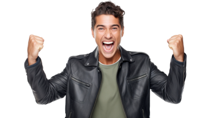 Joyful Hispanic man, ethnic groups, white background, transparent background  Generative AI