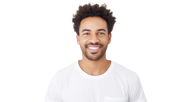 Radiant mixed-race man, ethnic groups, white background, transparent background  Generative AI