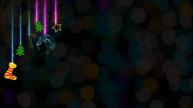 Christmas theme has digital world sock star trees sweet stick and blink blur lights background