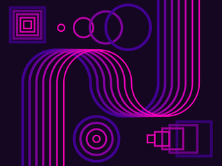 Vibrant Violet & Pink Vector Graphics: A Wide Range of Line Elements for Stunning Design