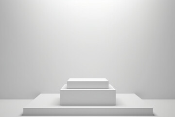 Empty podium or pedestal display on white background with box stand concept, Blank product shelf standing backdrop