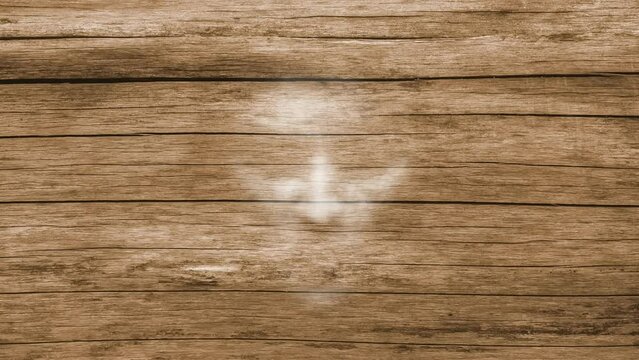Smoke ghost spirit face appearance on wooden background 4K Animation.