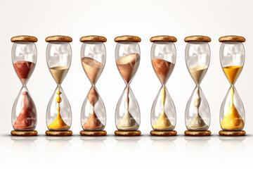 3D render hourglass, sand clock, time icons set. Isolated on white background. cartoon illustration