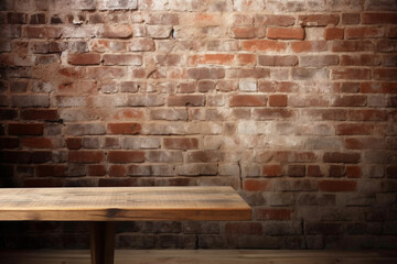 Empty table and brick wall in background, Great for product display