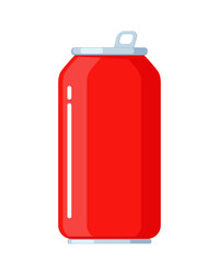 Soft drink can. Soda drink aluminum red can. Vector illustration.