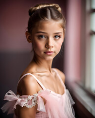 portrait of an 11 year old ballerina girl - generative ai

