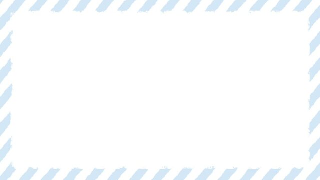 アナログ風のストライプのフレーム【水色】　コピースペース　テンプレート　ループ
