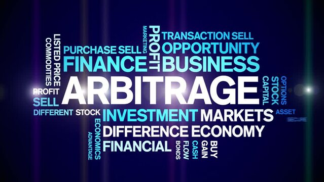 Arbitrage animated tag word cloud;text design animation kinetic typography seamless loop.