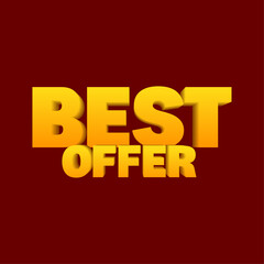 best offer sale sign on red vector 3D text isolated on red background template, financial payment label, banner, poster flyer, brochure text graphic resources element, offer guarantee promo clipart