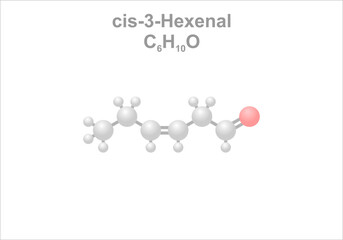 cis-3-Hexenal. Simplified scheme of the molecule. Volatile compound of ripe tomatoes.