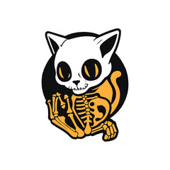 Fototapeta na wymiar cat vector Halloween kitten skull bone symbol cartoon icon logo design