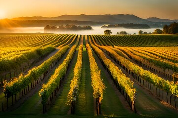 vineyard at sunset generated ai