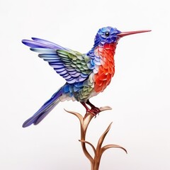 Berylline hummingbird bird isolated on white. Generative AI