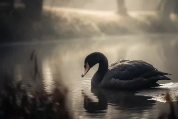 Fotobehang Black swan pond. Generate Ai © nsit0108