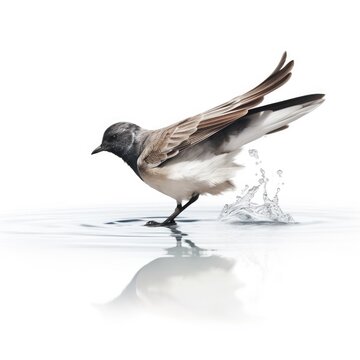 Ashy storm-petrel bird isolated on white. Generative AI