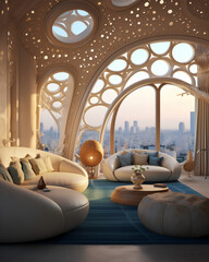 Unique futuristic and modern living room interior design