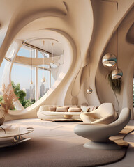 Unique futuristic and modern living room interior design