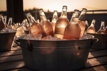 Bottles rose ice. Generate Ai