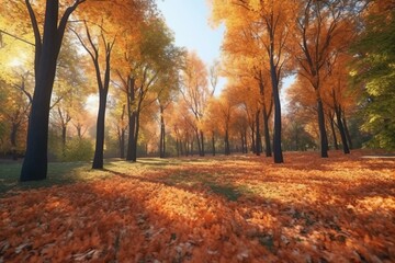 Fototapeta premium beautiful autumn landscape. autumn forest. Generative AI