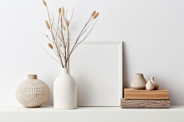 Interior details and decor elements for the design of a new beautiful apartment in Scandinavian style. On the White background with copy space, spa style 