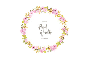 hand drawn cherry blossom wreath illustration