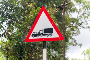 Warning Board, lorry and car accident sign board