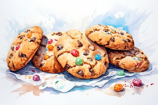 cookies watercolor white background