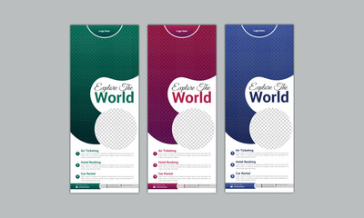 trend stylish modern travel roll up banner design for travel agency vector file print layout