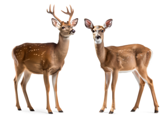 male and female deer on isolated background