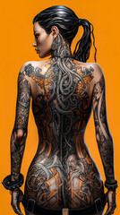 a woman with a tattoo on her back