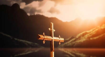 The concept of salvation:The Cross symbol of christian and Jesus Christ, Generative AI
