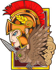 mythological goddess Athena, illustration design - 631435956