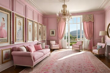 The Enchanting Pink Castle"  the interior decoration for the doll house in pink color