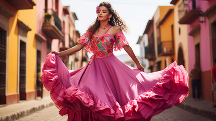 Obraz premium latin american, mexican, traditional, folklore, regional colorful, dancer