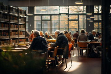 Group Of People Reading In the Library