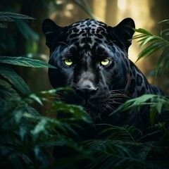 black panther animal big cat in jungle cinematic hd